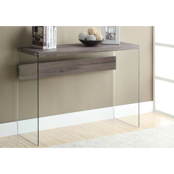 Accent Table - 44"L / Dark Taupe / Tempered Glass